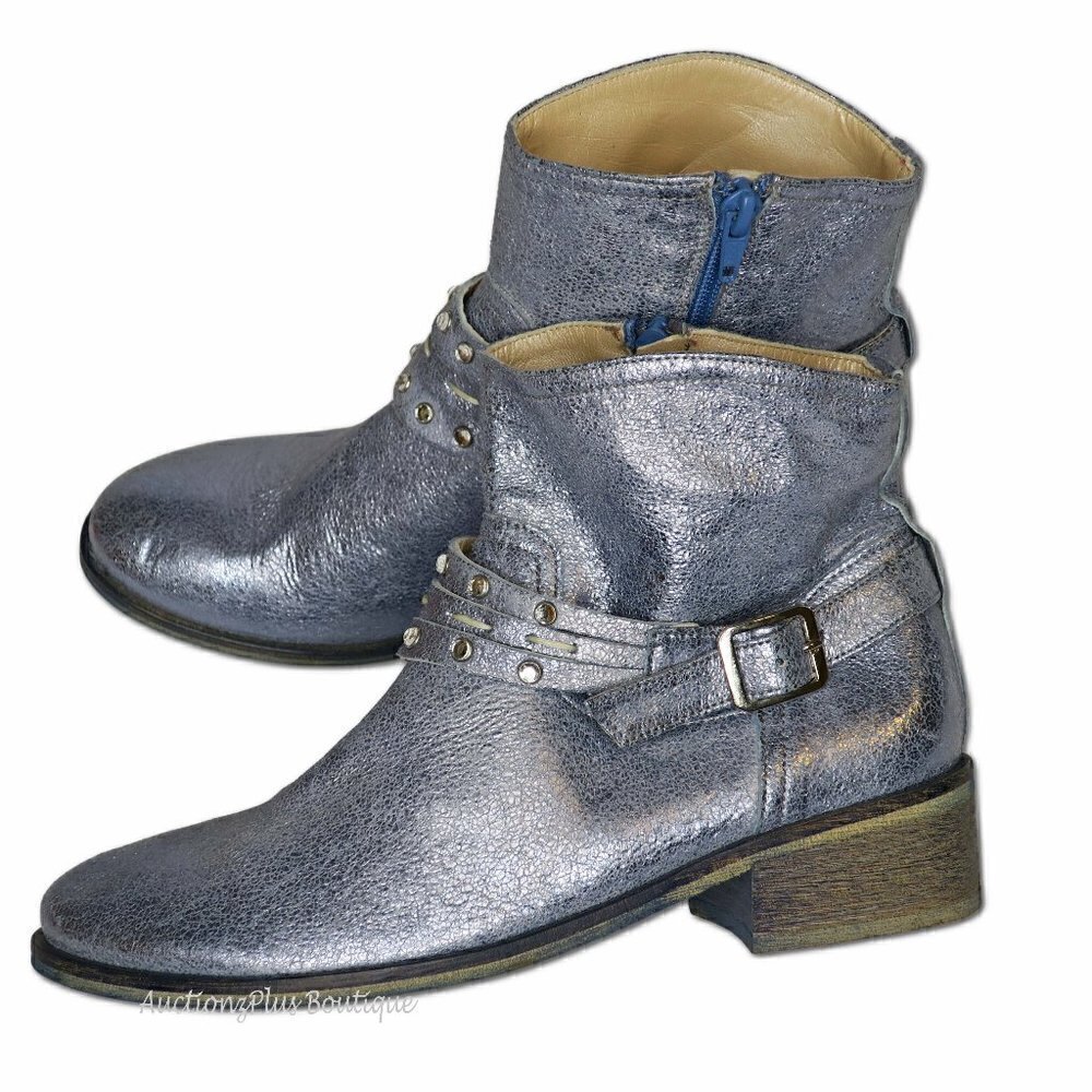 Roberto d'Angelo Crackle Harness Bling Ankle Boots